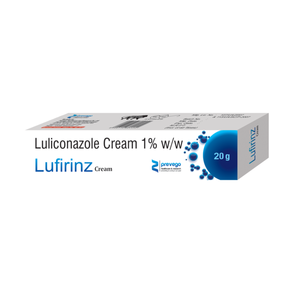 LUFIRINZ 20GM Cream is an antifungal medicine used to treat fungal infections of the skin such as athlete’s foot, Dhobie Itch, thrush, ringworm, and dry, flaky skin. It works by killing the fungi that cause these infections.