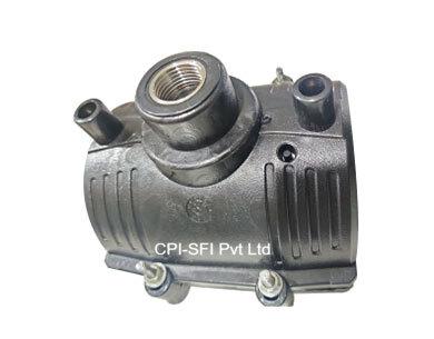 Electrofusion Service Saddle Supplier Trader Dealer and ExporterMfg Range : 63 mm OD to 160 mm ODFeatures:BS 6920 WRAS Certified: Suitability of non metallic products for use in contact with water intended for human consumption with regard to their effect on the quality of the waterEasy to installTotally indigenous design and manufacturing processSuitable for PN 12.5 rating standardLeak proof; thus ensuring durabilityPE pipe compatibility as per ISO:4427Sturdy design