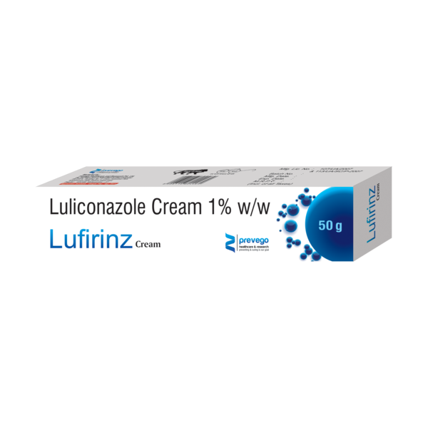 LUFIRINZ 50GM Cream is an antifungal medicine used to treat fungal infections of the skin such as athlete’s foot, Dhobie Itch, thrush, ringworm, and dry, flaky skin. It works by killing the fungi that cause these infections.