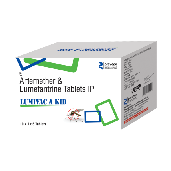 LUMIVAC A KID 20 mg/120 mg Tablet is used for the treatment of malaria in both children and adults. It contains two medicines both of which belong to a group of medicines called Antimalarials. However, it is not used to prevent malaria or to treat severe/complicated malaria (when the brain, lungs, or kidneys are affected).