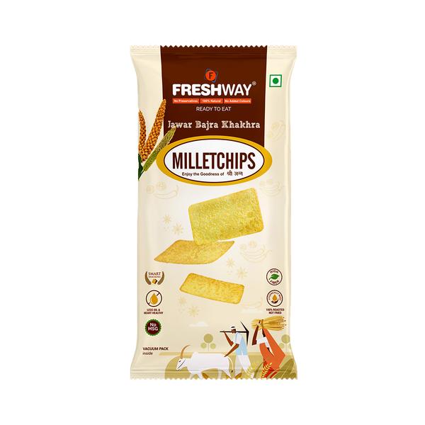 IngredientsSorghum Millet (Jawar) Flour, Pearl Millet(Bajra) Flour, Wheat Flour, Iodized Salt, Red Chilli Powder, Turmeric Powder, Sesame Seeds, Edible Vegetable Oil, Chat Masala, Green Chilli, Ginger.