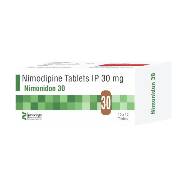 NIMONIDON 30 Tablet is a medicine used to treat and prevent further damage to the brain after bleeding around the brain (subarachnoid hemorrhage or SAH). It is known as a calcium channel blocker and helps to improve blood flow to the brain and prevent changes in brain function.