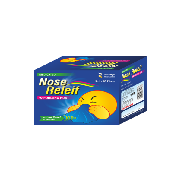 NOSE RELIEF 5ML contains natural ingredients that provide effective multi-symptom relief from cold symptoms. When applied on chest and throat, relieves cough and cold due to minor throat infection associated with the common cold.