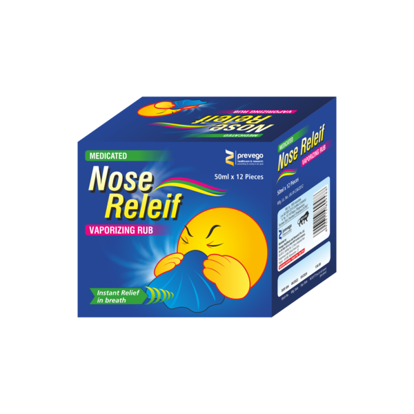 NOSE RELIEF 50ML contains natural ingredients that provide effective multi-symptom relief from cold symptoms. When applied on chest and throat, relieves cough and cold due to minor throat infection associated with the common cold