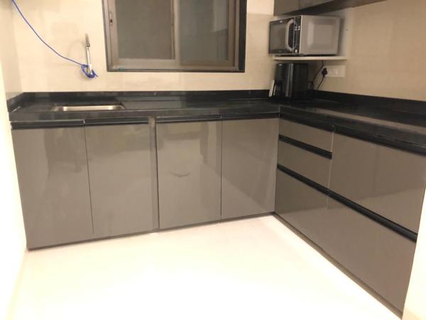 Acrylic modular kitchen with soft closing channel