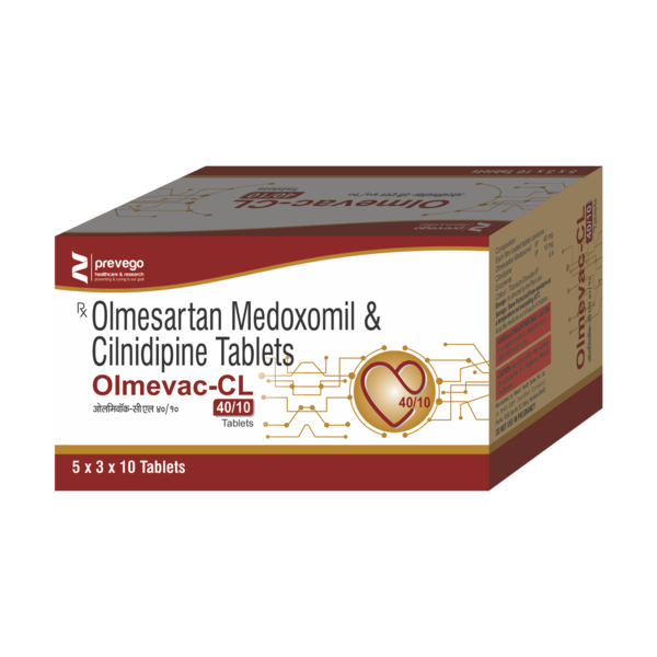 OLMEVAC CL 40mg/10mg Tablet contains two medicines, both of which help to control high blood pressure. It lowers the blood pressure by relaxing the blood vessels and making it easier for your heart to pump blood around your body. This will reduce your risk of having a heart attack or a stroke.