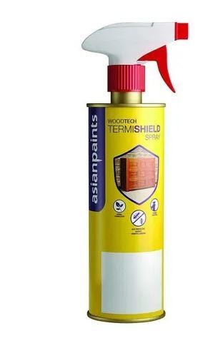 Physical State	LiquidPackaging Size	500mlPackaging Type	Spray BottleBrand	Asian PaintDurability	ExcellentCoverage	8 - 9 sq.mtr/ltr/coatDrying time	Surface dry time 30 minutes. Tack Free time 4 hrs.Flash point (IS 101/1987, Part 1, Sec 6)	Above 60 degree C (140 degree F)Shelf Life	36 months from date of manufacture in original tightly closed container away from direct sunlight anAsian Paints WoodTech Termishield is an herbal oil based clear additive, which offers excellent protection from termite.