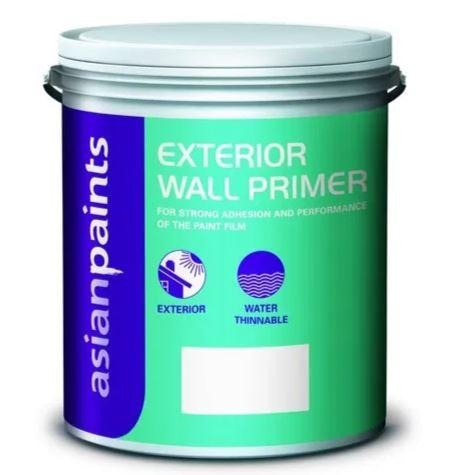 Packaging Type	BucketBrand	Asian PaintsCoverage Area	120 - 140 sq.ft/ltr**Provide Home Painting	YesUsage/Application	ExteriorColor	WhitePackaging Size	20 kgStability Of Thinned Paint	To be used within 24 hoursDrying Time	Surface dry time 30 minCountry of Origin	Made in IndiaDrying Time To Recoat	4-5 HrsDilution %	40% - 50%Thinner	WaterSheen levels	15-35 at 35 degree CAsian Paints Exterior Wall Primer is a water-based wall coating suitable for application on exteriors as an undercoat to exterior emulsions.We are also providing services of home painting.