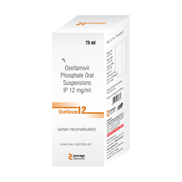 OSELTAVAC 12mg/ml Syrup is an antiviral medicine used to treat and prevent influenza (flu) as well as, swine flu (H1N1 virus). It helps to relieve the symptoms of the flu virus infection like a stuffy or runny nose, sore throat, cough, body aches, tiredness, headache, fever, and chills.