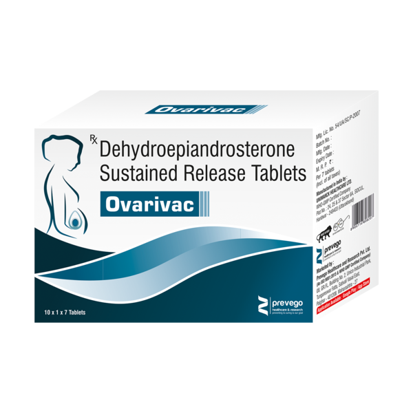 OVARIVAC 75mg Tablet is used for the treatment of female infertility. It is a man-made version of the natural female sex hormone progesterone and helps in the production and development of healthy eggs.