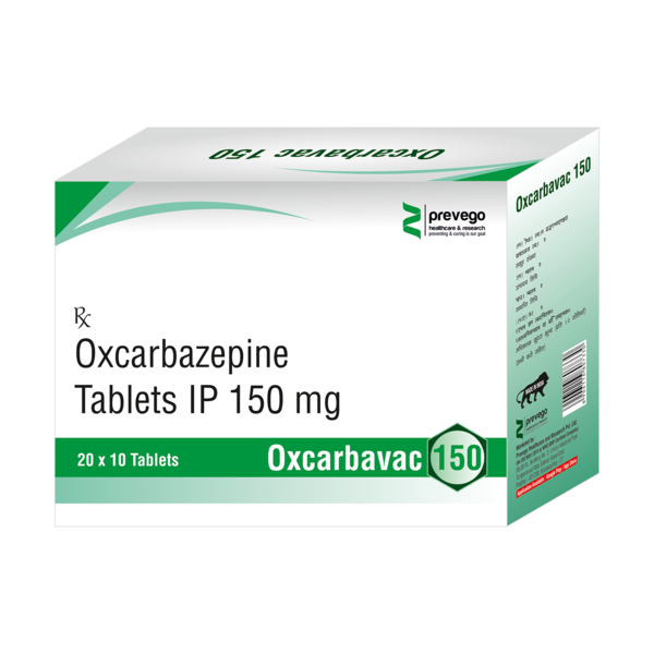 OXACARBAVAC 150 Tablet is used to treat and prevent epilepsy (seizures). However, it cannot cure epilepsy and will only work to prevent seizures for as long as you continue to take the medicine.OXACARBAVAC 150 Tablet may be used alone or in combination with other medicines