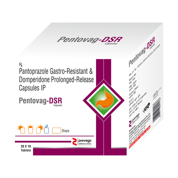 PENTOVAG-DSR Capsule is a prescription medicine used to treat gastroesophageal reflux disease (Acid reflux) and peptic ulcer disease by relieving the symptoms of acidity such as indigestion, heartburn, stomach pain, or irritation.