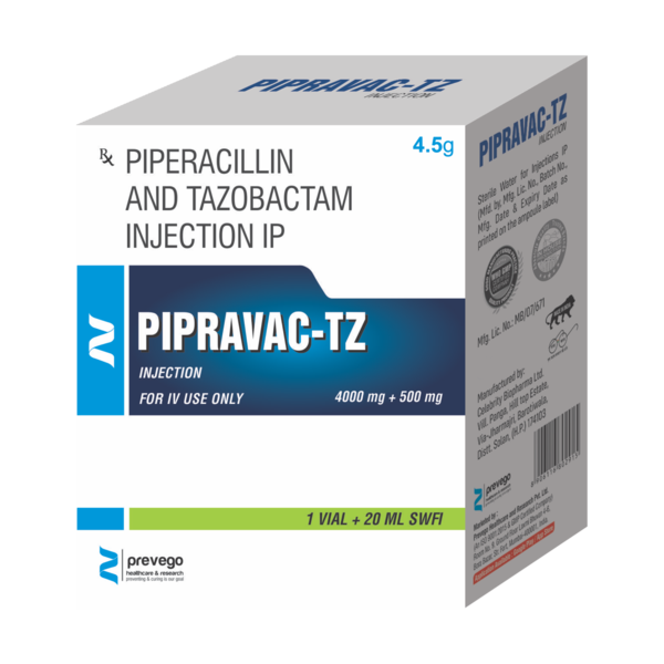 PIPRAVAC TZ 2.25 Injection is a combination of two antibiotics. It is used to treat various types of bacterial infections. It fights against the infection by killing the microorganisms.