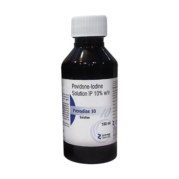 PREVODINE 10% Solution is an antiseptic and disinfectant agent. It is used for the treatment and prevention of infections in wounds and cuts. It kills the harmful microbes and controls their growth, thereby preventing infections in the affected area.