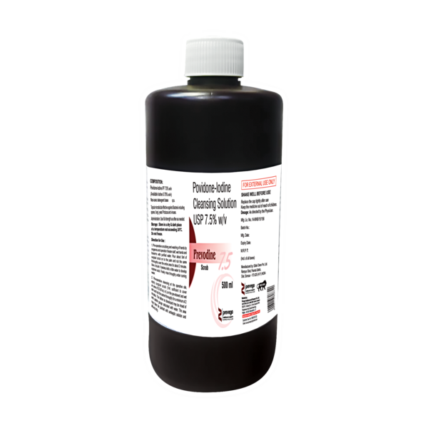PREVODINE 7.5% Scrub is an antiseptic and disinfectant agent. It is used for the treatment and prevention of infections in wounds and cuts. It kills the harmful microbes and controls their growth, thereby preventing infections in the affected area.