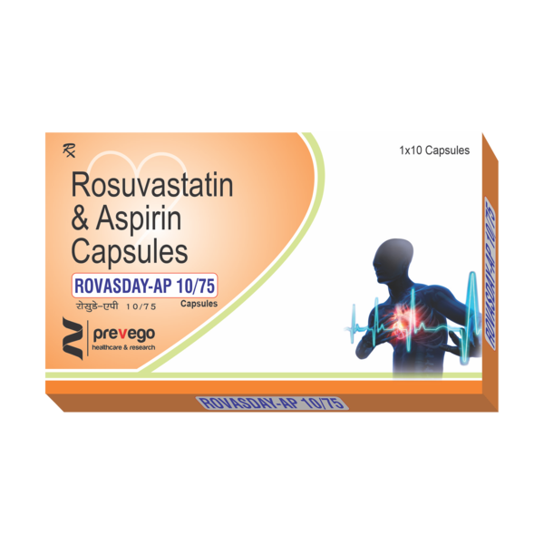 ROVASDAY AP 10mg/75mg Capsule is a combination of two medicines used to prevent heart attack and stroke. This medicine reduces the