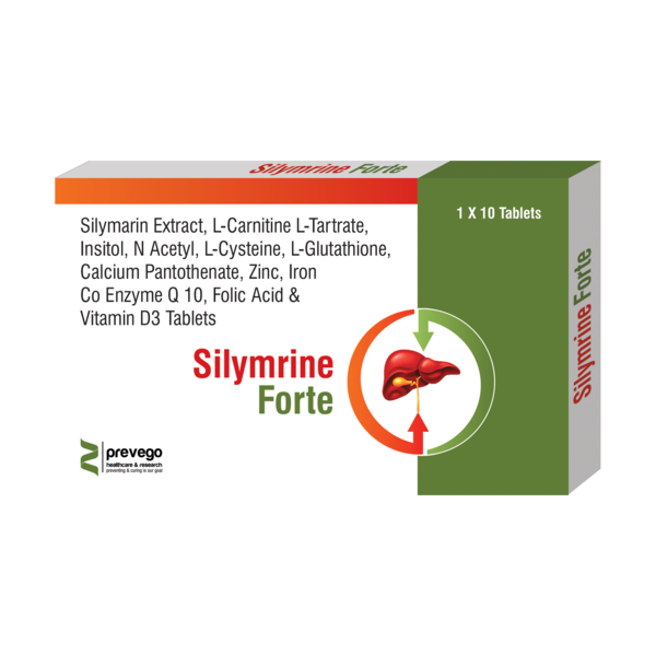 SILYMRINE FORTE Tablet is a nutritional supplement used to improve wellbeing in individuals. It contains silymarin, L-carnitine L-tartrate, inositol, coenzyme q10, multivitamins and minerals as active ingredients that helps to meet up the nutritional requirements of the body.