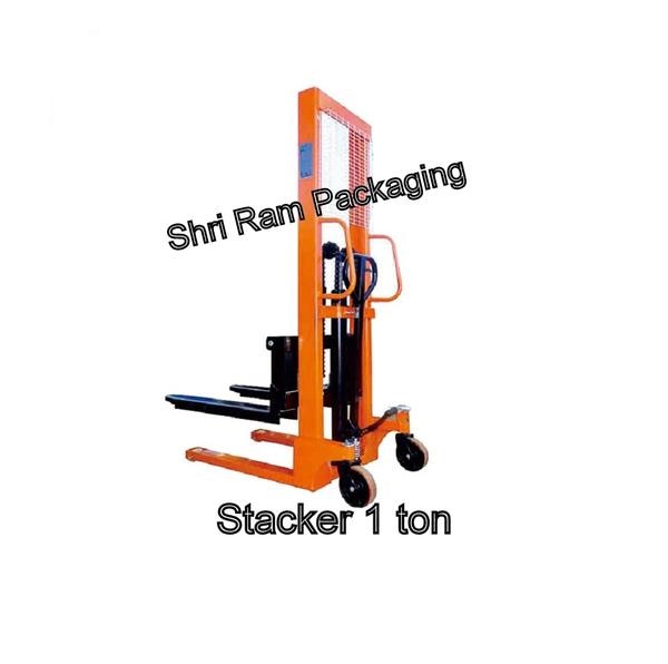 Manual Hydraulic Stacker 1 Ton height 1.6 meterwe are offering quality range of material handling equipments Hand Pallet Stacker 1 Ton Manual Stackers or Pallet Stackers are lifting equipment which commonly used in a warehouse or factory setting for Material Handling. A stacker is a large machine used in bulk material handling. A walkie stacker or pedestrian walk-behind stacker is a walk behind a pallet truck with a mast for lifting pallets to heights. There are many different types of stackers that are suited to different applications and weight capacities.