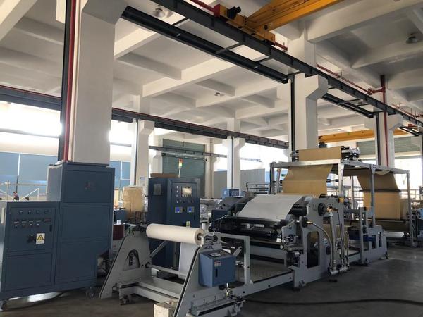 A. Applied rangeRTH Hot Melt Coating Machine is suitable for producing adhesive sticker, label paper.B. Technical parameter1. Coating method: SLOT DIE2. Max. available coating width: 1100mm3. Coating quality: 12-50g/m2(depends on your product)4. Equality level: 20g-45g/㎡≤±25. Max. line speed: 150m/min6. Length of all roller surface: 1200mm7. Max. rewinding diameter: 1000mm8. Max. unwinding diameter: 1000mm. Roll weight of 1000kgs.9. Unwinding equipment: 2 sets10. Rewinding equipment: 1 set11. RP120H hot melt sprayer: 1 set12. Melt glue speed: 180kg/h (EVA.3000 centipoise 165℃)13. Length of glue-carrying pipe: 3m (1 piece)14. Temperature: 230℃15. Power: app. 40KW16. Power supply:415V/3ph/50hz (Can be customized)17. The quantity of glue can be adjusted independently or synchronously with the main machine.C. Main working parts a) Machine rack1. The first, second unwinding stand is made of square steel, U steel and steel plate.2. The machine rack is made of 25mm steel plate, supported by steel tube.3. The transmission part cover is made of 1.5mm steel plate.b) First and second unwinding part1. Adopt single mechanism unwinding design2. Magnetic powder brake for unwinding: 200N·M; 2 set (Dongguan Weizhen)3. Tension control system is Automatic tension control system, 2 set (Ruian Zhongxing)4. Unwinding shaft: 3″ ; 2 pieces.5. Both unwinding can lift electrically, adopts one set of EPC edge position system(Bianfu China), A 3rd EPC edge guider provided at top of the frame before lamination. c) Rewinding part1. Adopt single shaft mechanism unwinding design2. Rewinding motor: 11KW; 1set3. Rewinding shaft: 3″ 1 pieces4. Rewinding length can be controlled automatically or manually5. 3 Pcs Bottom & top sheer Cutter with gears provided with trim blower.d) Glue melt tank (RP120H)1. The shell is made of U steel, square steel and 1.2mm steel plate.2. Use aluminum alloy to build. Three-layers (upper, middle and lower) structure.There is adhibition preventing coat on the inside surface.3. Adopt high-temperature-resistant high-precision gear glue pump4. Adopt external precise filters 2 Pcs. (2 pcs extra as spares)5. The glue pump speed is controlled by gear motor6. Adopt high precision filter which is set outside7. Temperature of each layer is controlled by PID system independently8. Max. temperature is 210℃9. Lay in capacity:400L10. Melt glue speed: 180kg/h (EVA.3000 centipoise 165℃)11. Heating power: app. 25KW e) Coating, laminating & roller part1. Coating head: temperature-resistant alloy steel.2. Coating roller: ¢240mm silicon rubber roller with 2 rotary connector3. Cooling roller: ¢500mm chromed steel roller with 2 rotary connector4. Laminating roller: ¢240mm silicon rubber roller with 2 rotary connector5. Traction roller: ¢240mm steel pain roller(Teflon treatment) with 2 rotary connector6. Guide roller: ¢80mm aluminum roller, surface anodic protection f) Transmission part1. Main motor: 7.5KW 1 set (Anhui Wannan)2. Rewind Motor : 11 Kw (Anhui Wannan)3. Glue pump motor: 2.2KW 1 set (TaiwanCPG motor)4. Main machine use belt and gear to transmitg) Pneumatic control part1. Cylinder on coating head: ¢63mm 2 pieces2. Cylinder on laminating press roller: ¢100mm 2 piecesh) Electric part1. Main machine transducer: 7.5 KW; 1 piece (Inovance)2. Glue tank transducer: 2.2KW; 1 piece (Inovance)3. Temperature controller: digital PID (Delta)4. Heater (coating head): 8KW5. Touch screen: 10” 1set (weinview)6. PLC: 1 set (Inovance)7. Knob switch: several pcs Schneider, France8. Main power switch: 2 group Schneider, France9. A.C. contactor: 7 pieces (Schneider, France)10. Empty running breaker: (CHINT)11. Intermediate relay: 4 pieces (OMRON)12. Servo motor drive: (Inovance, China) i) Supporting facilities (Customer responsibility)1. Power: XXXV / Xphase/XXHz (three phase four wire system)2. Barometric pressure: 6~8/kg/cm23. Water pressure: 2~3kg/cm2 (water temperature :10~16℃)
