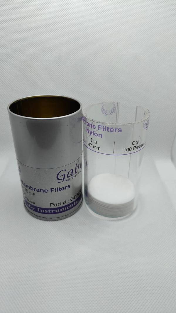 Nylon Membrane Filter 160-micron 47 mm 100/PackPore Size: 160micronDía: 47mm Material: NylonPack Size: 100 Filters Per PackageORIGIN: GABY INSTRUMENTS