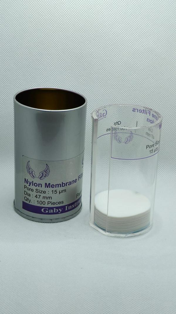 Nylon Membrane Filter 150-micron 47 mm 100/PackPore Size: 150micronDía: 47mm Material: NylonPack Size: 100 Filters Per PackageORIGIN: GABY INSTRUMENTS