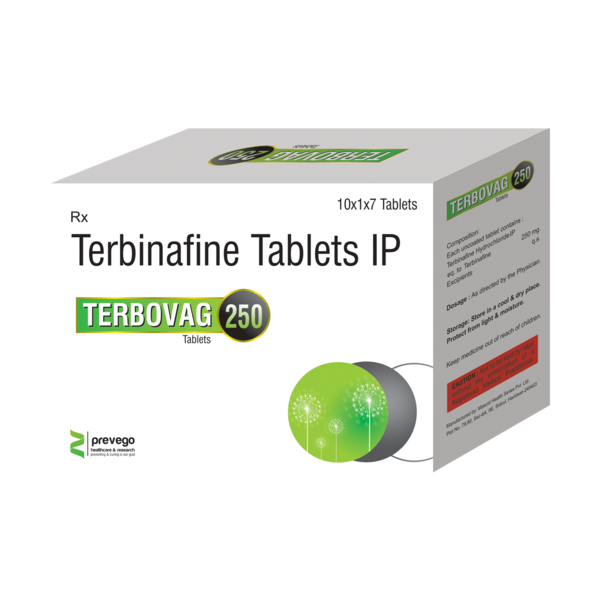 TERBOVAG 250mg Tablet belongs to a group of medicines called antifungals It is used to treat a wide range of fungal infections of the skin and nails, including ringworm. It works by killing the fungi that cause the infection.