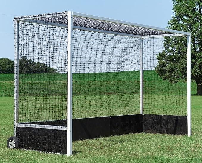 Hockey Goal Post Movable With Net Size - 12X7ft Made of - 3”X2” Rectangular MS Pipe Back Support - 33mm Round MS Pipe Wheel Size - 6”X2” with 25MM ThickPly Type - Waterproof PlyNote – Heavy Pipe With wall thickness of 3 MM