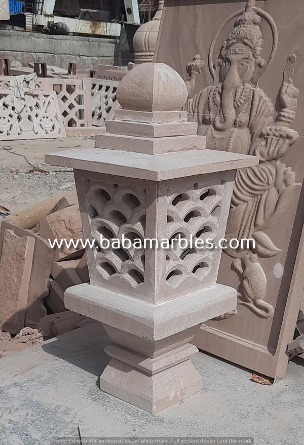 Jodhpur Pink Red Sandstone Decorative  stone Lamp