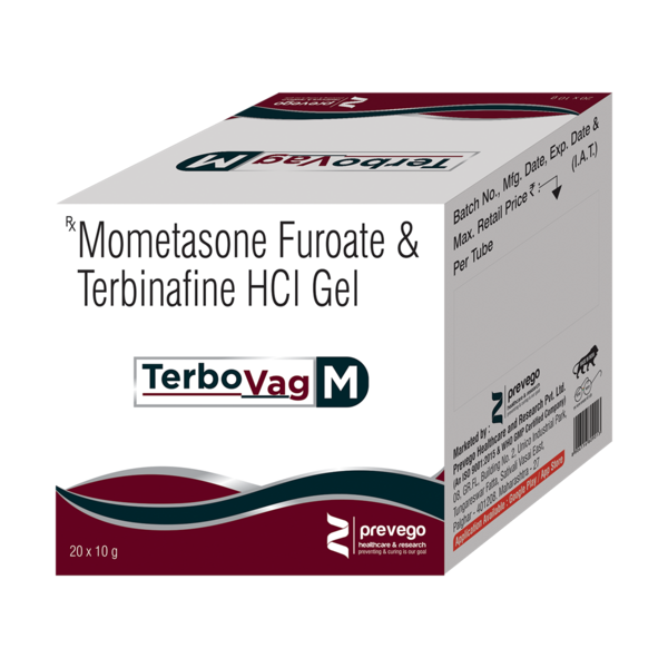 TERBOVAG M CREAM is a combination of Mometasone and Terbinafine which belongs to the group of medicines called Topical corticosteroids and Antifungals, respectively. TERBOVAG M CREAM is used to treat fungal skin infections associated with inflammation and itching.