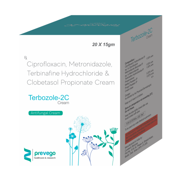 TERBOZOLE 2C Antifungal Cream is a combination of medicine that is used to treat various types of skin infections. It minimizes symptoms of inflammation such as redness, swelling, and itching. It also has antimicrobial action against infection-causing microorganisms.