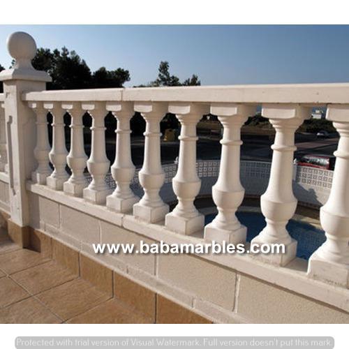 Jodhpur sandstone balustrades are striking architectural elements that grace the structures of Jodhpur, a city known for its captivating architecture in the state of Rajasthan, India. Crafted from the locally abundant Jodhpur sandstone, these balustrades are characterized by their rich, golden-yellow color that adds warmth and character to the buildings. They are meticulously adorned with intricate carvings, showcasing exquisite craftsmanship. The carvings often feature geometric patterns, floral motifs, and traditional designs that reflect the city's cultural heritage. These balustrades are not merely decorative; they serve a functional role in providing safety and support along staircases, balconies, and terraces. Jodhpur sandstone balustrades are prevalent in palaces, forts, temples, and havelis, where they harmoniously blend form and function, creating a sense of timeless beauty and architectural grandeur. Visitors to Jodhpur are drawn to these architectural marvels, which are a testament to the city's rich cultural legacy and the skilled artisans who have contributed to its enduring charm.