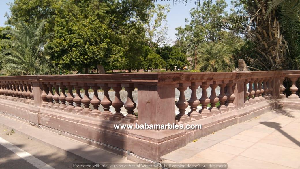 Jodhpur sandstone balustrades are striking architectural elements that grace the structures of Jodhpur, a city known for its captivating architecture in the state of Rajasthan, India. Crafted from the locally abundant Jodhpur sandstone, these balustrades are characterized by their rich, golden-yellow color that adds warmth and character to the buildings. They are meticulously adorned with intricate carvings, showcasing exquisite craftsmanship. The carvings often feature geometric patterns, floral motifs, and traditional designs that reflect the city's cultural heritage. These balustrades are not merely decorative; they serve a functional role in providing safety and support along staircases, balconies, and terraces. Jodhpur sandstone balustrades are prevalent in palaces, forts, temples, and havelis, where they harmoniously blend form and function, creating a sense of timeless beauty and architectural grandeur. Visitors to Jodhpur are drawn to these architectural marvels, which are a testament to the city's rich cultural legacy and the skilled artisans who have contributed to its enduring charm.