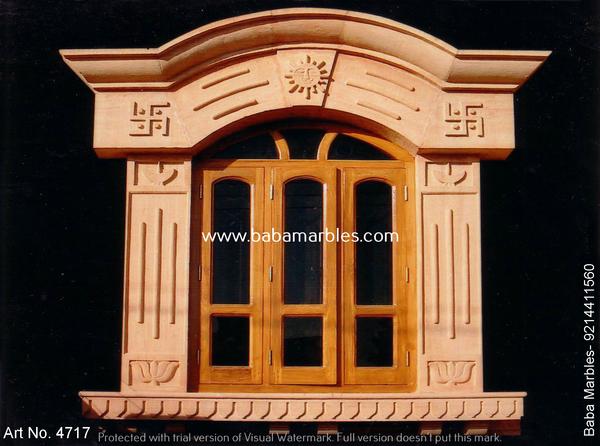 A Jodhpur Sandstone Window is a remarkable architectural feature that embodies the rich cultural heritage and intricate craftsmanship of Jodhpur, a city located in the vibrant state of Rajasthan, India. These windows are meticulously carved from the renowned Jodhpur sandstone, prized for its warm and earthy tones. What sets these windows apart is their detailed and ornate design, often featuring intricate lattice work, delicate floral patterns, and traditional Rajasthani motifs. Beyond their aesthetic appeal, Jodhpur Sandstone Windows serve a functional purpose, allowing for natural light and ventilation while maintaining a sense of privacy. These windows are not only architectural elements but also works of art that enhance the beauty and character of the buildings they adorn. They stand as a testament to the city's rich cultural heritage and the enduring legacy of its skilled artisans, making them an iconic feature of Jodhpur's traditional architecture.