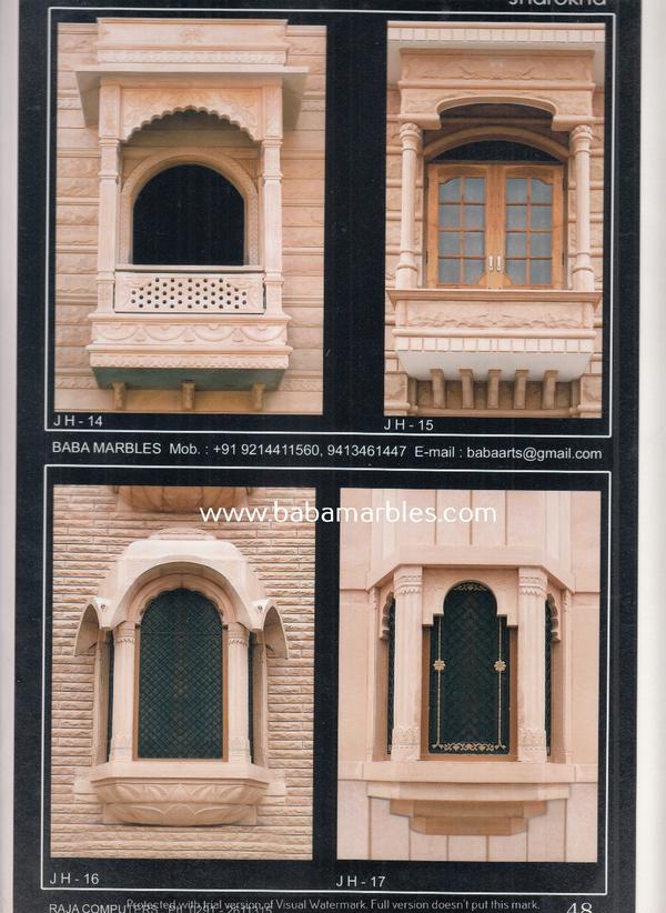 A Jodhpur Sandstone Window is a remarkable architectural feature that embodies the rich cultural heritage and intricate craftsmanship of Jodhpur, a city located in the vibrant state of Rajasthan, India. These windows are meticulously carved from the renowned Jodhpur sandstone, prized for its warm and earthy tones. What sets these windows apart is their detailed and ornate design, often featuring intricate lattice work, delicate floral patterns, and traditional Rajasthani motifs. Beyond their aesthetic appeal, Jodhpur Sandstone Windows serve a functional purpose, allowing for natural light and ventilation while maintaining a sense of privacy. These windows are not only architectural elements but also works of art that enhance the beauty and character of the buildings they adorn. They stand as a testament to the city's rich cultural heritage and the enduring legacy of its skilled artisans, making them an iconic feature of Jodhpur's traditional architecture.