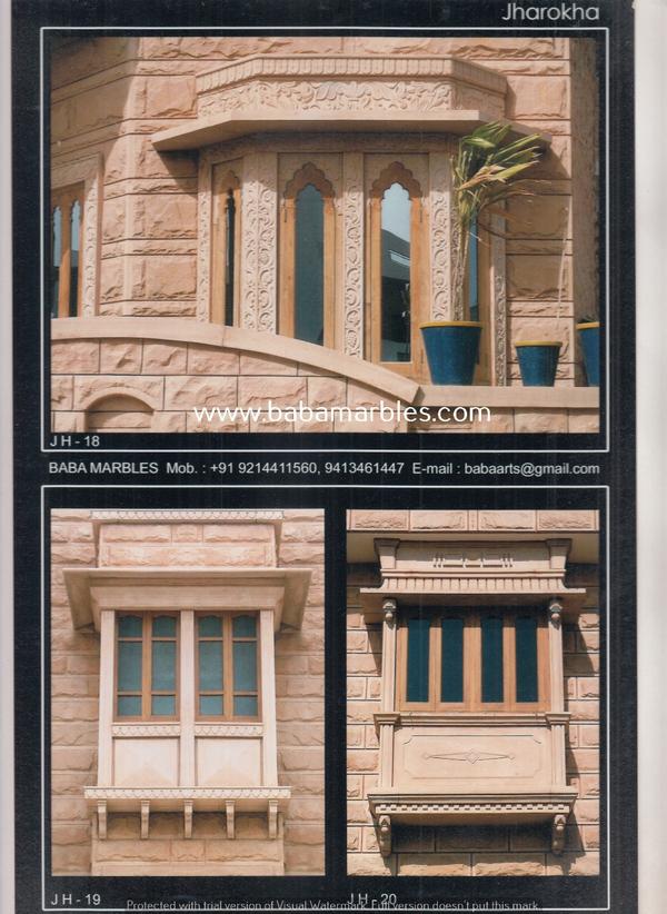 A Jodhpur Sandstone Window is a remarkable architectural feature that embodies the rich cultural heritage and intricate craftsmanship of Jodhpur, a city located in the vibrant state of Rajasthan, India. These windows are meticulously carved from the renowned Jodhpur sandstone, prized for its warm and earthy tones. What sets these windows apart is their detailed and ornate design, often featuring intricate lattice work, delicate floral patterns, and traditional Rajasthani motifs. Beyond their aesthetic appeal, Jodhpur Sandstone Windows serve a functional purpose, allowing for natural light and ventilation while maintaining a sense of privacy. These windows are not only architectural elements but also works of art that enhance the beauty and character of the buildings they adorn. They stand as a testament to the city's rich cultural heritage and the enduring legacy of its skilled artisans, making them an iconic feature of Jodhpur's traditional architecture.