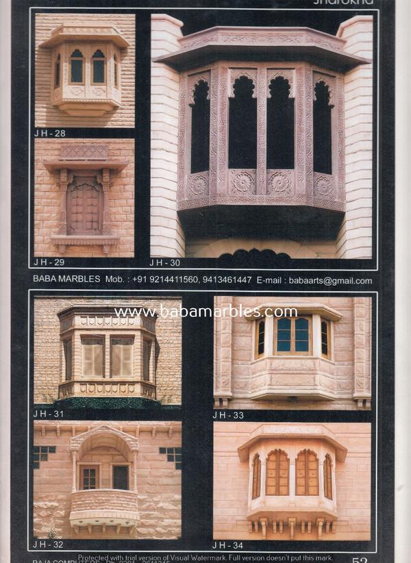 A Jodhpur Sandstone Window is a remarkable architectural feature that embodies the rich cultural heritage and intricate craftsmanship of Jodhpur, a city located in the vibrant state of Rajasthan, India. These windows are meticulously carved from the renowned Jodhpur sandstone, prized for its warm and earthy tones. What sets these windows apart is their detailed and ornate design, often featuring intricate lattice work, delicate floral patterns, and traditional Rajasthani motifs. Beyond their aesthetic appeal, Jodhpur Sandstone Windows serve a functional purpose, allowing for natural light and ventilation while maintaining a sense of privacy. These windows are not only architectural elements but also works of art that enhance the beauty and character of the buildings they adorn. They stand as a testament to the city's rich cultural heritage and the enduring legacy of its skilled artisans, making them an iconic feature of Jodhpur's traditional architecture.