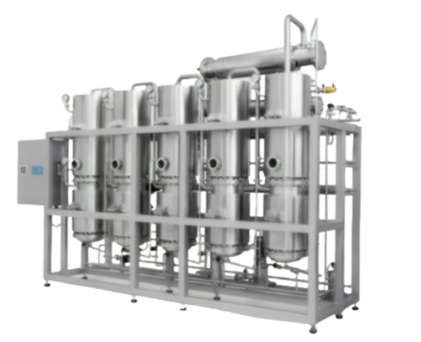 Multi-Column Distillation plant is based on FINN-AQUA design. It controls of specially designed columns that make optimum use of interstage heat exchange (Multi-effect distillation method) to produce pure pyrogen-free sterile distilled water for injectable as per IP/BP specification.* Design is cGMP - All contact parts AISI 316 & no-contact parts AISI 304.* Capacities avaliable from 50 lts to 2500 lts* Electro polished from inside & outside* PLC based system for automated operation.