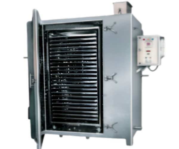 Chemicals and pharmaceuticals are two industries where tray dryers are used. Tray dryer are well suited to drying sticky material, granular mass or crystallized materials, precipitates, and pastes. Agricultural drying has been made possible with its simple design and capacity to dry large quantities of products. Tray Drying refers to dehydrating small pieces of produce by exposing them to a source of hot dry air or to the sun until dry enough to store at ambient temperature with minimal spoilage.* Capacity - 6 tray to 192 tray* Fan & Motr - According to models doors are provided with smooth moving hinges, latch catch & sealing gaskets. Well balanced large propeller type fan (S) fitted inside the chamber with suitable shaft & dual bearing with electric motor (S) drive.* Heaters -