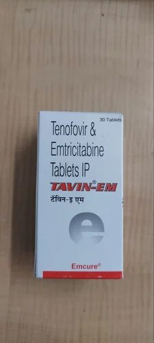 Packaging Size	30 tabletsBrand	Tavin EMManufacturer	EmcureComposition	Emtricitabine (200mg) + Tenofovir disoproxil fumarate (300mg)Treatment	HIV infectionPrescription/Non prescription	PrescriptionForm	TabletCountry of Origin	Made in IndiaTavin EM Tablet belongs to a group of medicines called antiretrovirals. It is used to treat HIV (human immunodeficiency virus), the virus that can cause AIDS (acquired immunodeficiency syndrome). It helps to control HIV infection so your immune system can work better.