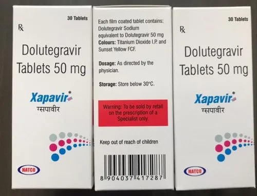 Manufacturer	NatcoBrand	XapavirPackaging Size	30's tabletsComposition	DolutegravirTreatment	HIV/AIDSPrescription/Non prescription	PrescriptionForm	TabletCountry of Origin	Made in IndiaXapavirTablet belongs to a group of medicines called antiretrovirals. It is used to treat HIV (human immunodeficiency virus), the virus that can cause AIDS (acquired immunodeficiency syndrome). It prevents the multiplication of viruses in human cells and clears up your infection.