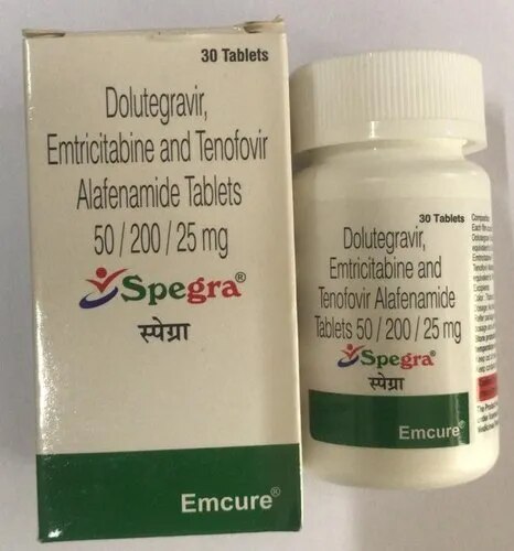 Packaging Size	30 TabletsBrand	SpegraManufacturer	EmcureComposition	Dolutegravir,Emtricitabine and Tenofovir AlafenamideTreatment	HIV/AIDSPrescription/Non prescription	PrescriptionForm	TabletShelf life	2 yearSpegra (Dolutegravir 50mg, Emtricitabine 200mg and Tenofovir Alafenamide 25mg) is used for certain at-risk individuals as an agent for HIV pre-exposure prophylaxis.