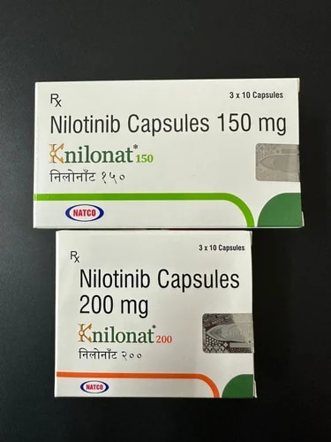 Minimum Order Quantity	11 PieceNilonat Cap	NatcoNilonat	NilotinibNilonat 150	Nilotinibnilonat 200	NilotinibCountry of Origin	Made in IndiaNilotinib, is a medication used to treat chronic myelogenous leukemia which has the Philadelphia chromosome. It may be used both in initial cases of chronic phase CML as well as in accelerated and chronic phase CML that has not responded to imatinib.