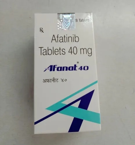 Strength	40 MgPackaging Size	28 TabletsBrand	Afanat 40 MgComposition	AfatinibManufacturer	NatcoTreatment	Lung CancerPrescription/Non prescription	PrescriptionForm	TabletAfanat (Afatinib), is a medication used to treat non-small cell lung carcinoma. It belongs to the tyrosine kinase inhibitor family of medications. It is mainly used to treat cases of NSCLC that harbour mutations in the epidermal growth factor receptor gene.