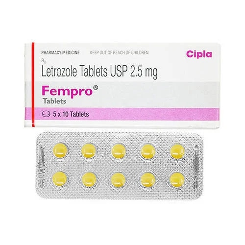 Minimum Order Quantity	1 StripManufactured By	Cipla LtdBrand	Fempro 2.5 mgPackaging Size	1x10 tabsPackaging Type	StripDose Strength (Mg)	2.5 mgCategory	Breast CancerGeneric Name	LetrozoleType	AllopathicDosage Form	OralMedicine Type	AllopathicForm	TabletFempro tablets 2.5mg are used to treat breast cancer in postmenopausal women and are used as first line therapy for breast cancer that has been detected in an advanced or metastatic (spread outside the breast tissue) state. Fempro tablets 2.5mg are also used as additional or adjuvant treatment for early breast cancer in conjunction with other breast cancer treatment with tamoxifen, or if tamoxifen therapy has not helped prevent progression of the tumour.