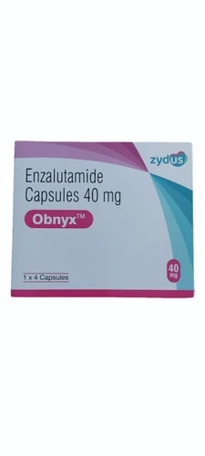 Strength	40 mgBRAND NAME	OBNYX 40MOLECULE	ENZALUTAMIDEMANUFACTURER	ZYDUSPACKING	1 STRIP OF 4 TABLETSObnyx Capsule is used in the treatment of cancer of the prostate gland. It may be also used to treat other conditions, as determined by the doctor. It works by blocking the effects of male hormones such as testosterone.