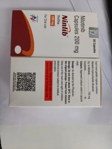 Minimum Order Quantity 1 Box
Strength 200 mg
Product Name Ninlib capsules
Packing Bottle
Dosage As advised by Dr
Country of Origin Made in India
Ninlib 200 mg Capsule is used in the treatment of blood cancer (chronic myeloid leukaemia). It is used in patients whose disease could not be treated with other medications for leukaemia or who cannot take these medications because of side effects.
Ninlib 200 mg Capsule should be taken on an empty stomach, but try to have it at the same time every day to get the most benefits. Your doctor will decide what dose is necessary and how often you need to take it. This will depend on what you are being treated for and may change from time to time. You should take it exactly as your doctor has advised.