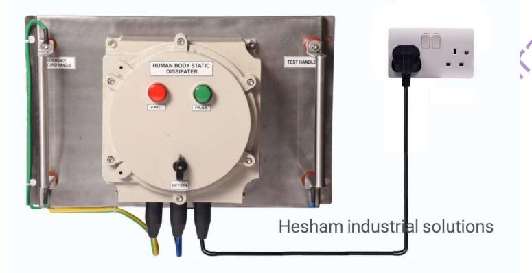 TECHNICAL SPECIFICATIONModel No. : HIS-HBType : MicroPrinciple : Humanmeasuring the Resistance of human body and providingconductive for static charge dissipation to earthDisplay Range : 0 to 1 MEGARelay O/p : Two C/o (Potential Free Contacts)Control action : Relay will get energized when the body resistance is below1 megaohm the device display ‘PASS’When the Resistance above 1 mega ohm, the device display’s‘‘open 'relay will get de-energized’Power supply : 110 V / 230 V AC, 50 H2 Protection : Enternal FusesExecution : Explosion - Proof Ex ‘d’Dimension : 250 x 250 x 140 mm IP Protection : IP65Mounting : Wall Mounting SS PlateHandle : Test Handle & Reference Ground Handle / power on/off  Switch : 16 AMPApperatus Standard : Ex ‘d’ - 15/IEC 60079-1:2014 Temperature Class : T6 (85 deg. C)Area Classification : Zone 182Gas Groups : IIA / IIB, IIC & T6 Cable Enteries : One bottom of Enclosure 3/4