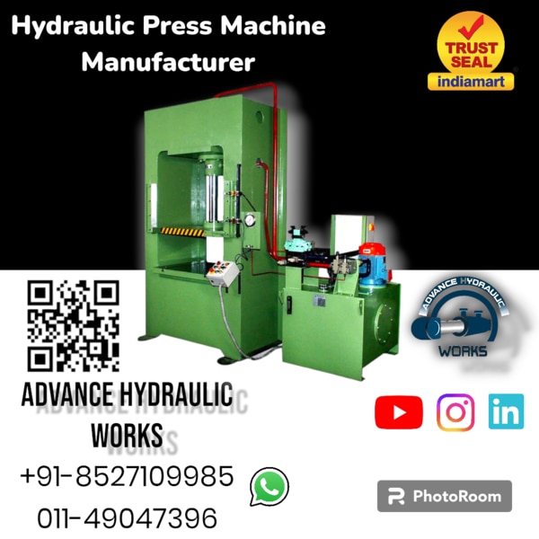 Advance Hydraulic works is the leading manufacturer of hydraulic press machine 10Ton to 1000Ton and so on. We are specialised in hydraulic industry which is too vast and we excel into this hydraulic press machi field. Hydraulic press machine manufacturers in delhi, hydraulic press machine manufacturers in Ludhiana, hydraulic press machine manufacturer in Wazirpur