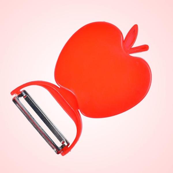 ADAIV NIPUN ENTERPRISE APPLE SHAPED FOLDING PEELER VEGETABLE PEELER FOR KITCHEN, HOME FRUIT PEELERS, GREAT FOR PEELING POTATO, ALL TYPES OF VEGETABLE Foldable peeler, the blade is sharp enough to fold the receiver, not to injure the hand, convenient to carry. Compact Rotary Peeler, Vegetable Skin Peeler, Serrated Blade for Peeling Skin of Tomatoes, Stainless Steel Blades and Plastic Body, Easy Rotation of Blades Vegetable & Fruit Slicer. The peeler blades are made of stainless steel, sharp enough and not easy to rust. With the plastic sleeve it will protect your hands. The peeler is designed with three blades. You just need to change the button and you will get three different blades. And each sheet must be applied in the right place. They are respectively responsible for soft skin, hard skin and shred. The handle complies with the ergonomic design so that you still feel comfortable with repetitive movements.