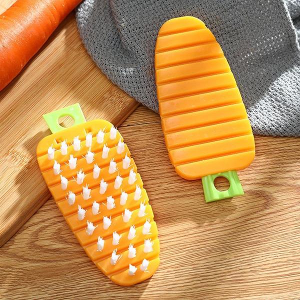 Made of good quality material, non‑toxic, safe to use, durable, and long‑lasting.Use it as a potato brush to wipe off dirt and crumbs without peeling off the delicious and nutritious potato skins.It also has a hole design that allows you to hanging it more conveniently after washing.The flexible design makes it easy to bend to adapt to fruits and vegetables of different shapes and sizes for better cleaning.Not only can you scrub vegetables, potatoes, agricultural products and corn, but you can also clean faucets, tableware, sinks, showers, and other places.Vegetable Scrubbing Brush, Vegetable Scrubber Non‑Toxic Fruit Brush Carrot Shape Vegetable Brush for Potato for VegetableThis brush is perfect for giving your potatoes and other produce a thorough cleaning, ensuring they are free from dirt and contaminants.Its charming carrot shape not only adds a touch of whimsy to your kitchen but also provides a comfortable grip for efficient scrubbing.Make food preparation a breeze with this fun and practical vegetable scrubber that ensures your produce is fresh and ready for your favorite recipes